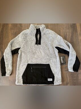 Hooey Gray and Black Sherpa Quarter-Zip Pullover